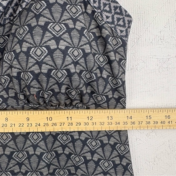 Prana Black & Gray Babydoll Geo Patterned Midi Halter Dress Built In Bra Small - Picture 7 of 9